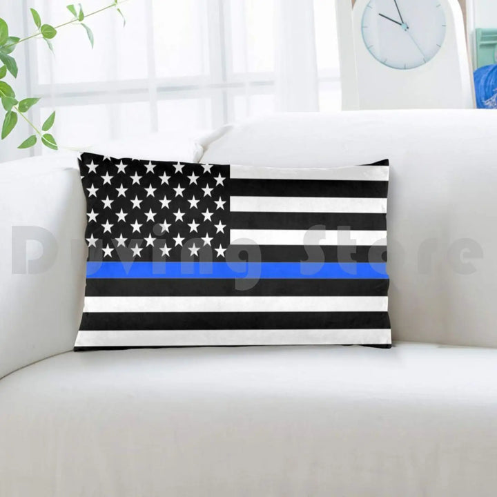 Pillow Case Thin Blue Line Lives Matter Police American America Usa Flag Cover Pattern Patriotic Law Officer Enforcement July 4t