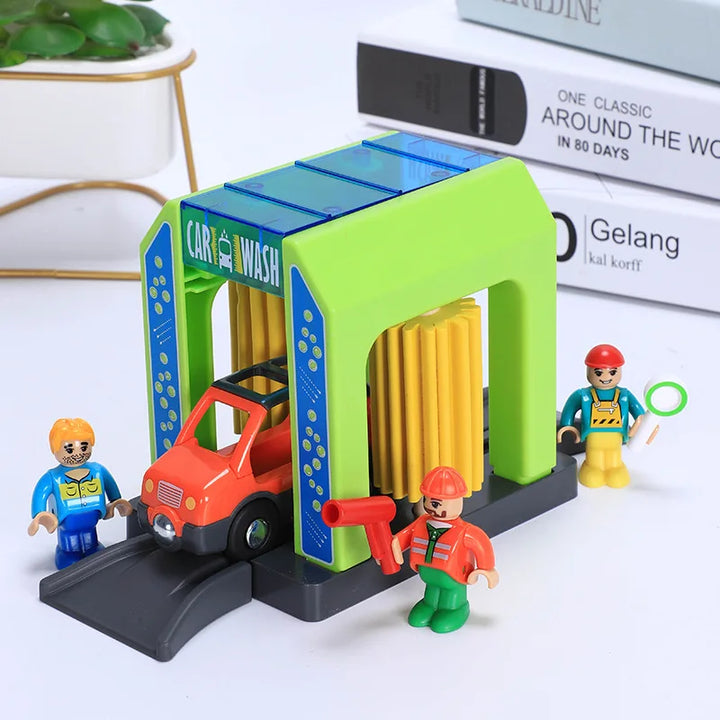 Beech Wooden Train Track Accessories Plastic Police Station Scene