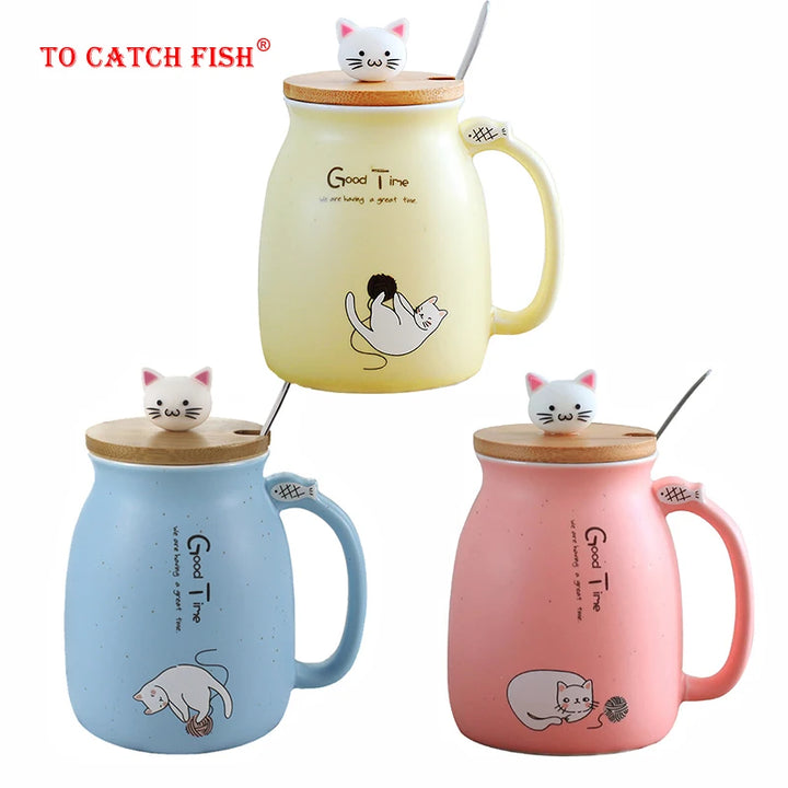 450ml  kitten coffee ceramic mugs