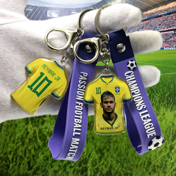 Football Star Keychain Messi Ronaldo Mbappe Neymar Preliminaries Peripheral Car Backpack Keyring Pendant Jewelry Man Women Gifts