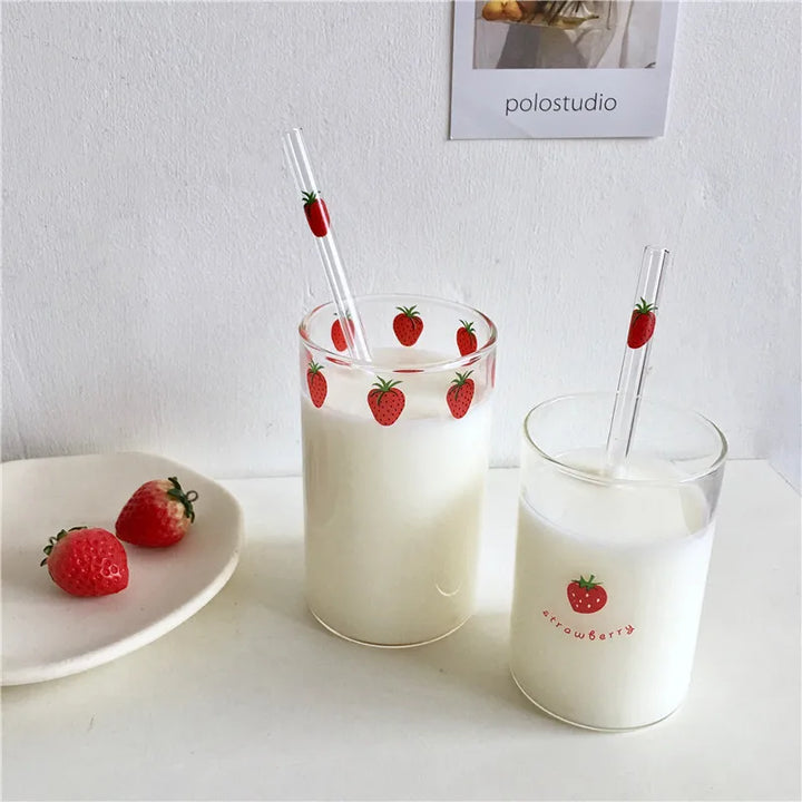 300 ML  Cute Strawberry Drinking Glasses