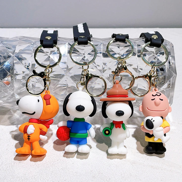 Anime Snoopy Charlie Keychain Cartoon Doll Bag Pendant Pvc Car Key Chain Decoration Key Ring Couple Accessories Birthday Gift