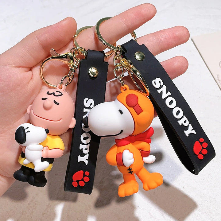 Anime Snoopy Charlie Keychain Cartoon Doll Bag Pendant Pvc Car Key Chain Decoration Key Ring Couple Accessories Birthday Gift