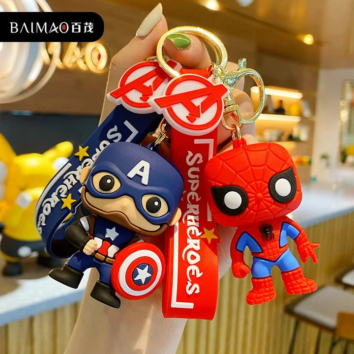 Marvel Keychain Silicone Bag Keyring For Women Disney Spider Man Key Holder Car Hanging Accessories Jewelry Gifts