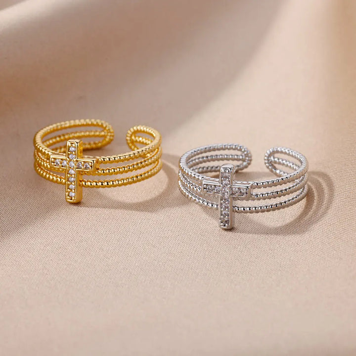 New in Zircon Cross Rings