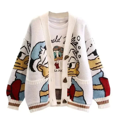 NEW 2024 Donald Cartoon Sweaters Knitted Cardigan