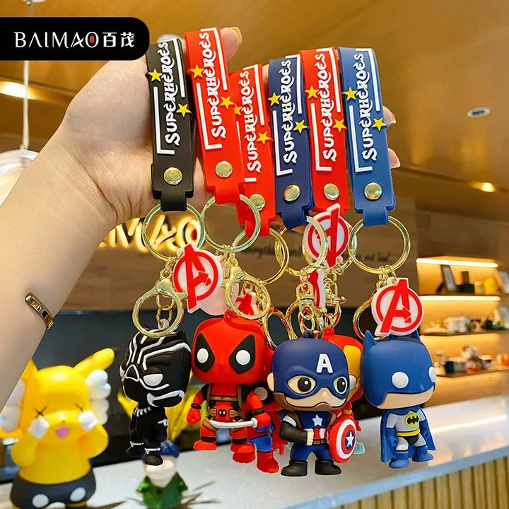 Marvel Keychain Silicone Bag Keyring For Women Disney Spider Man Key Holder Car Hanging Accessories Jewelry Gifts