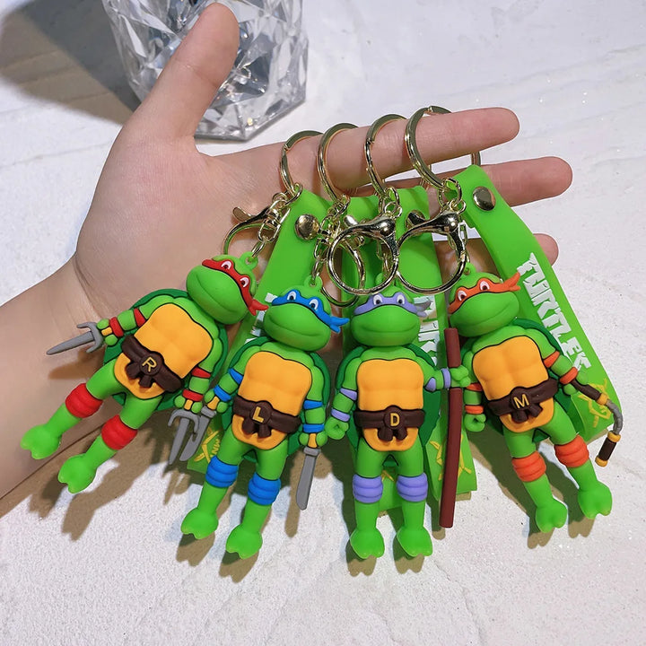 New Ninja Turtles Keychain Anime Cute Figure Bag Pendent Keyring Car Key Chain Accessories Jewelry Toy Xmas Gifts for Kids