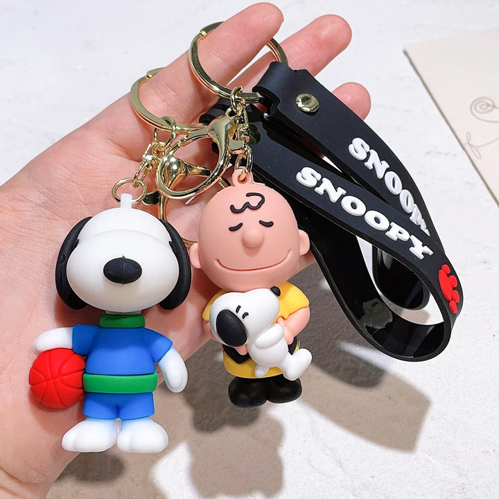 Anime Snoopy Charlie Keychain Cartoon Doll Bag Pendant Pvc Car Key Chain Decoration Key Ring Couple Accessories Birthday Gift