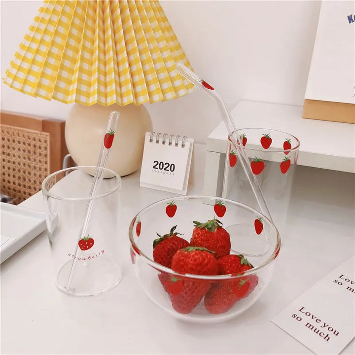 300 ML  Cute Strawberry Drinking Glasses