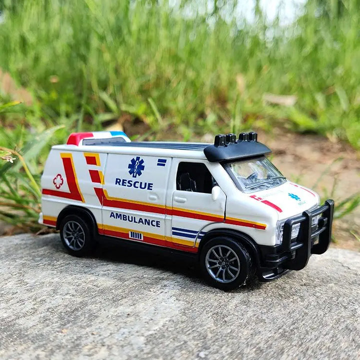 Van Police Car Model Simulation Alloy Toy Pull Back Car