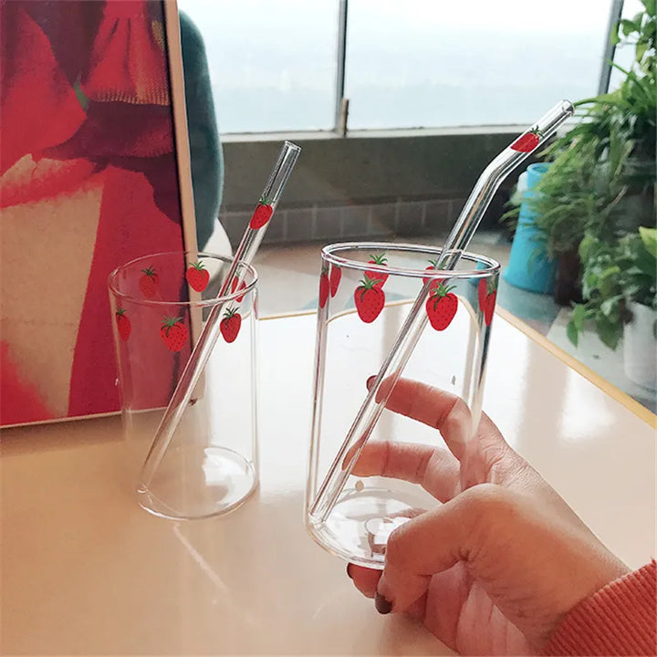 300 ML  Cute Strawberry Drinking Glasses